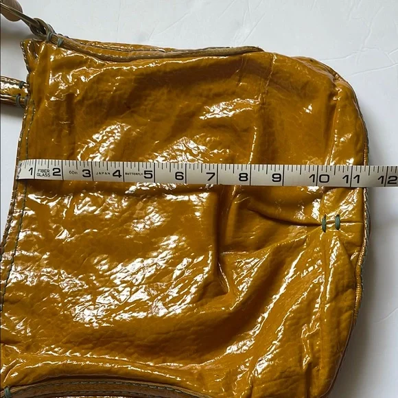 49 Square Miles Vibrant Yellow Leather Shoulder Bag with Glossy Finish - Picture 13 of 13